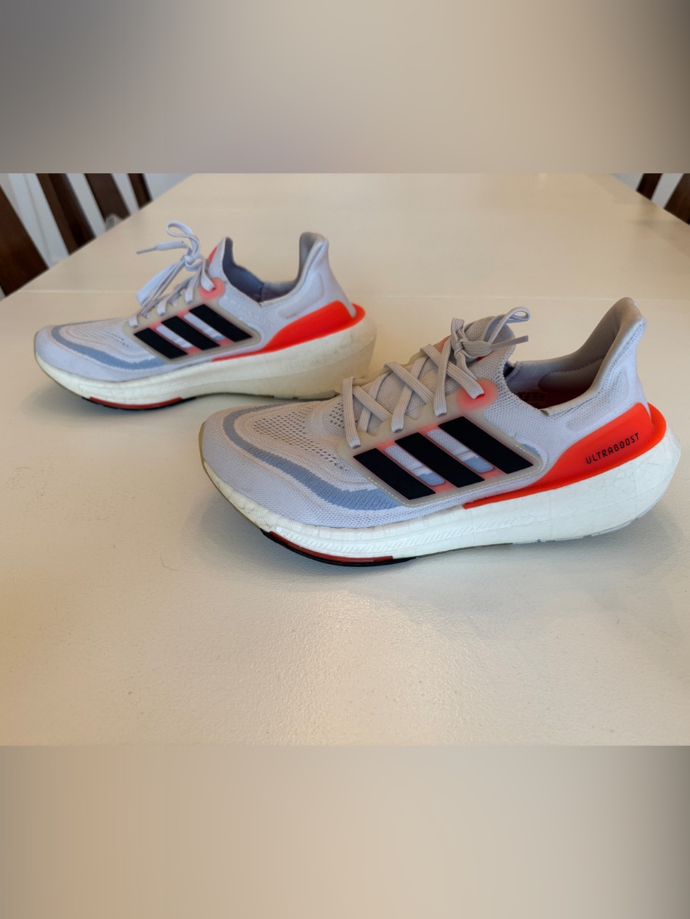 Adidas UltraBoost Light White Solar Red- Running Shoes Men's Size 8.5